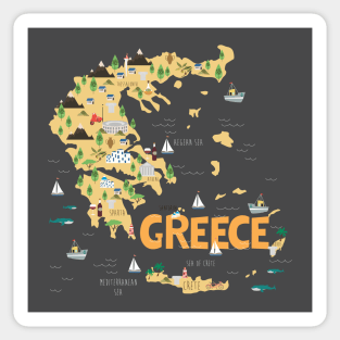 Greece Illustrated Map Sticker